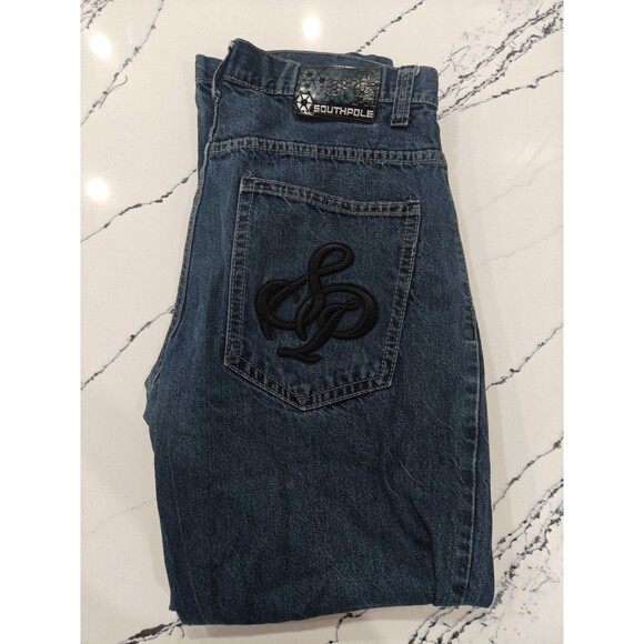 Vintage South Pole Jeans Mens Blue Y2K 4180 Relaxed Baggy Skater Grunge 38x30 - Picture 1 of 14